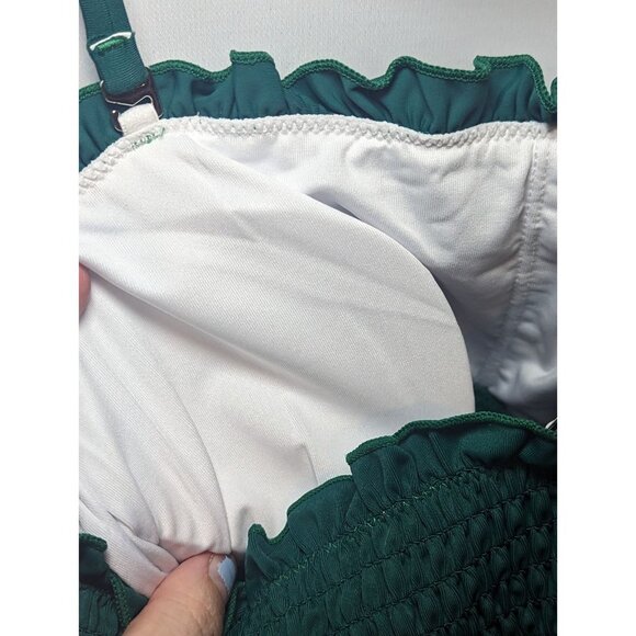 Cupshe Army Green Ruffle Swim Top Size Small - Picture 8 of 10